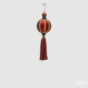 NAPPA A PALLA IN SETA E ZIRCONI ROSSO/VERDE MERIDIA D.8X28CM