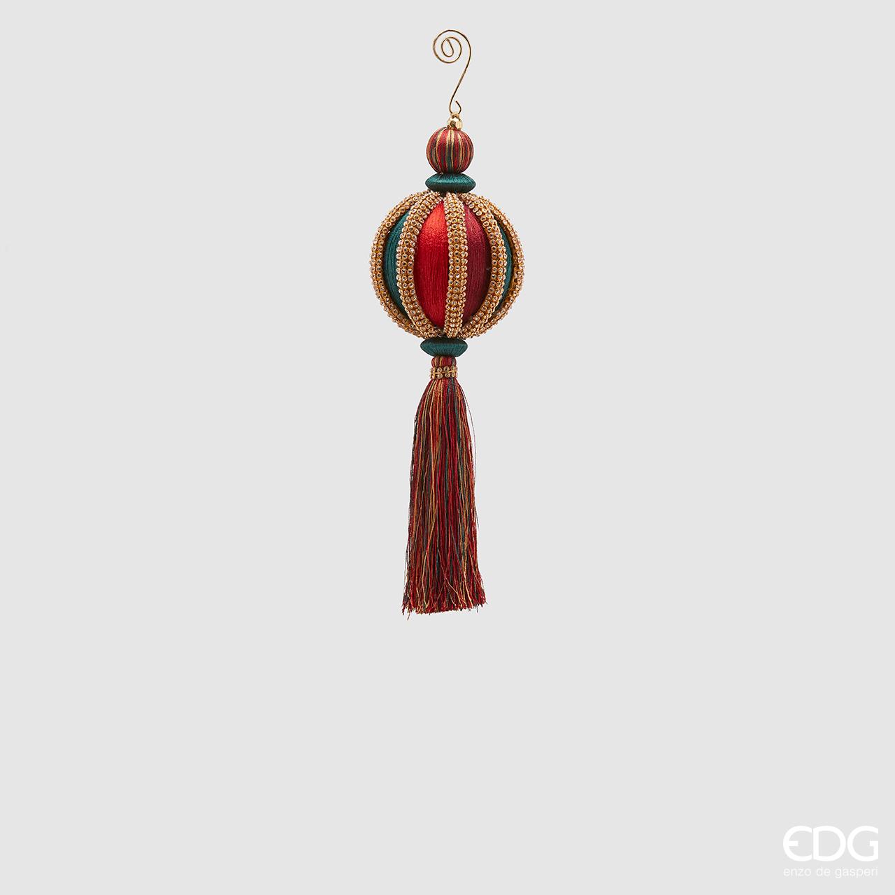 NAPPA A PALLA IN SETA E ZIRCONI ROSSO/VERDE MERIDIA D.8X28CM