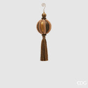 NAPPA A PALLA IN SETA E ZIRCONI ORO/MARRONE MERIDIA D.8X28CM