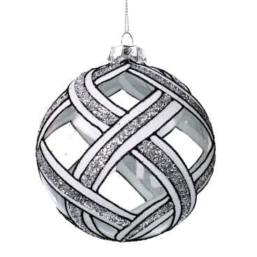 Pallina di Natale con Glitter D.10 cm Argento