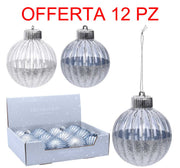 OFFERTA 12 PALLINE 8CM TRASPARENTI CON GLITTER ASSORTITE