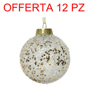 OFFERTA 12 PALLINE ORO CHIARO 8CM