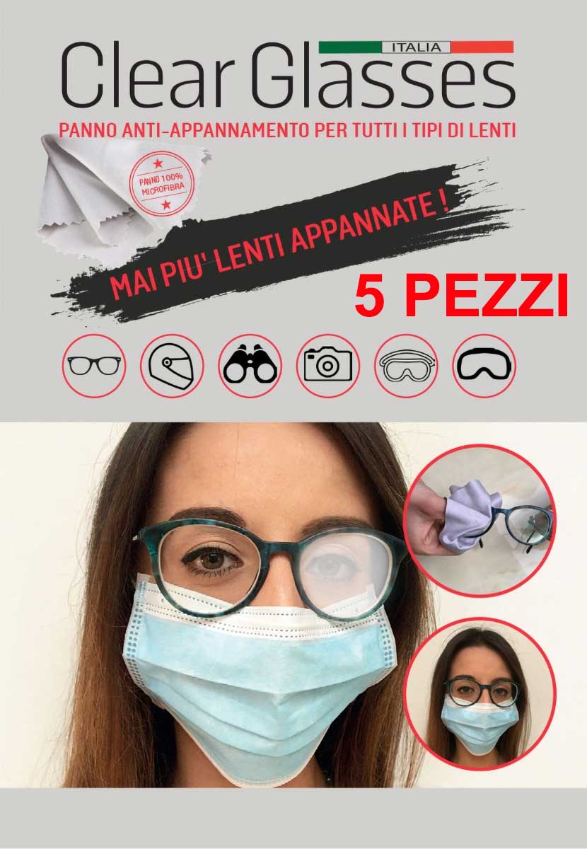 OFFERTA 5 PANNI ANTI-APPANNAMENTO PER TUTTI I TIPI DI LENTI CLEAR GLASSES