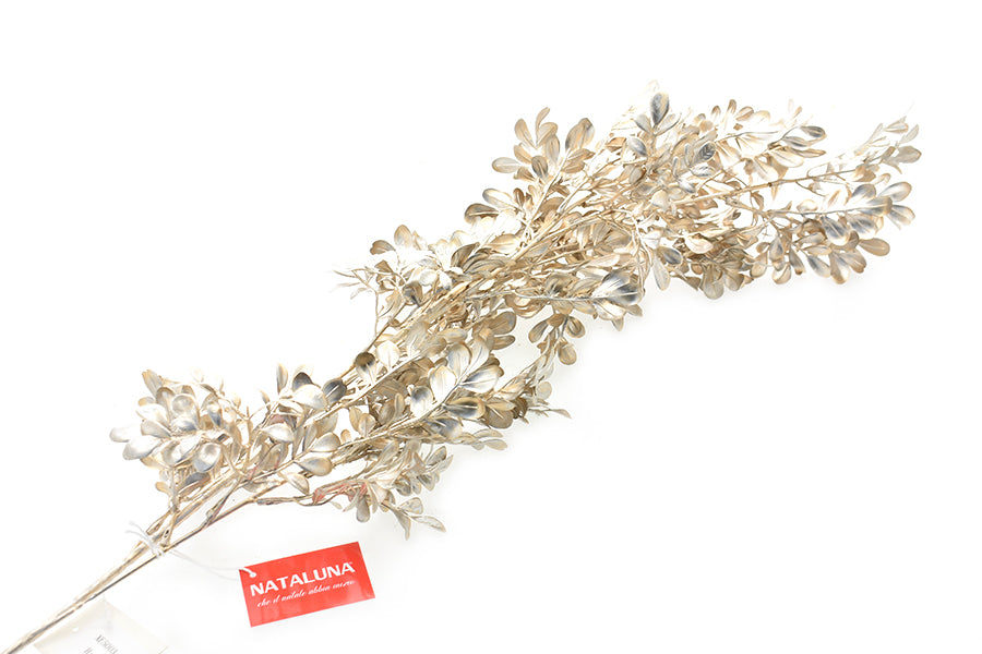 RAMO NATALIZIO CON FOGLIE 100CM CHAMPAGNE