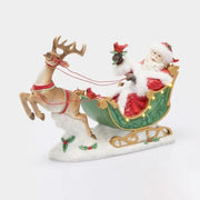 Babbo Natale su slitta con LED L44 P15 H28 cm Verde e rosso EDG