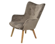 POLTRONA 72X84X94,5CM IN LEGNO DI FRASSINO E VELLUTO GRIGIO