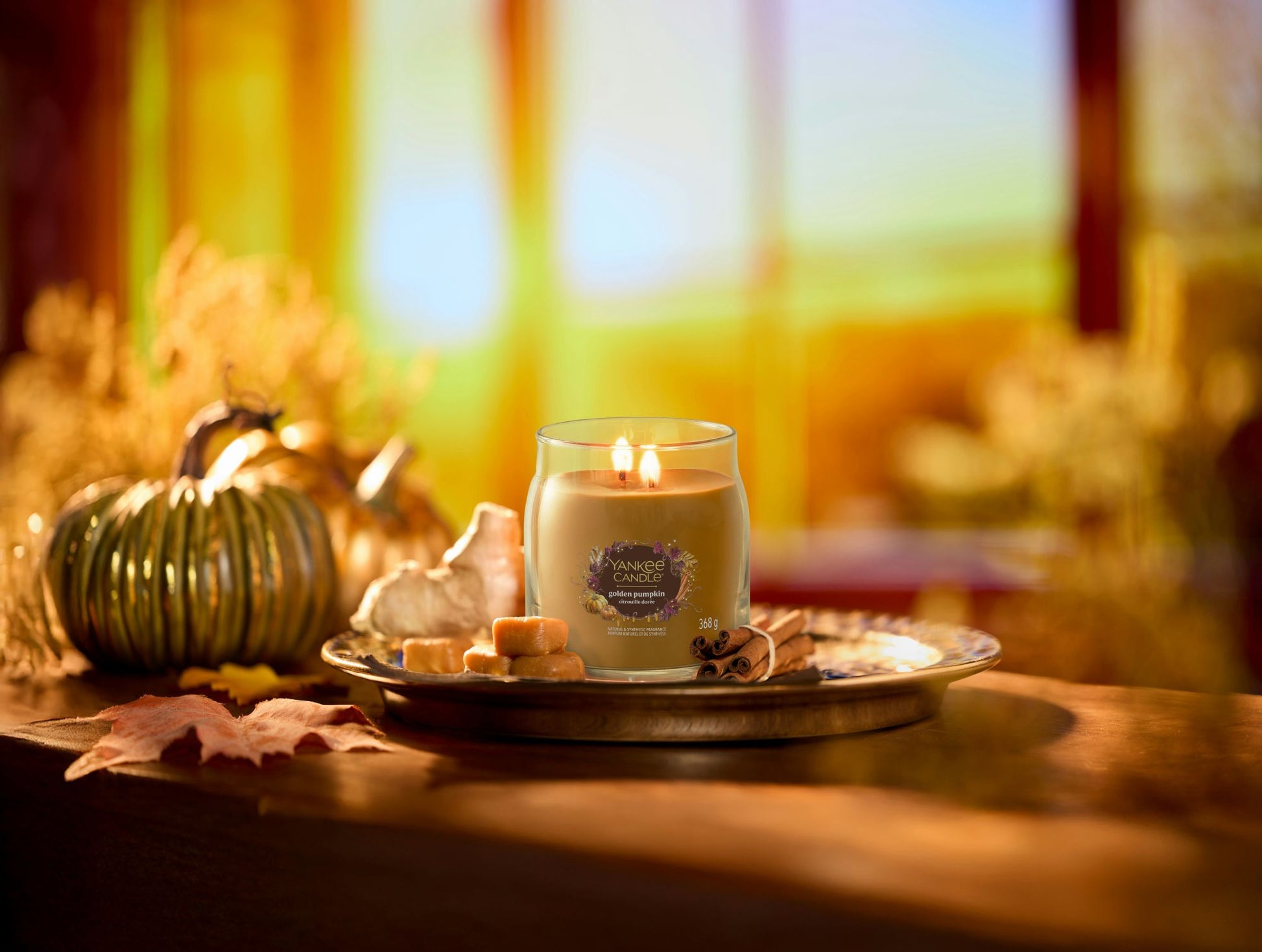 YANKEE CANDLE Giara Media in vetro Signature Golden Pumpkin