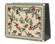 Borsa regalo in carta FSC floccata 32 x 11 x 25 cm verde Peraga Christmas