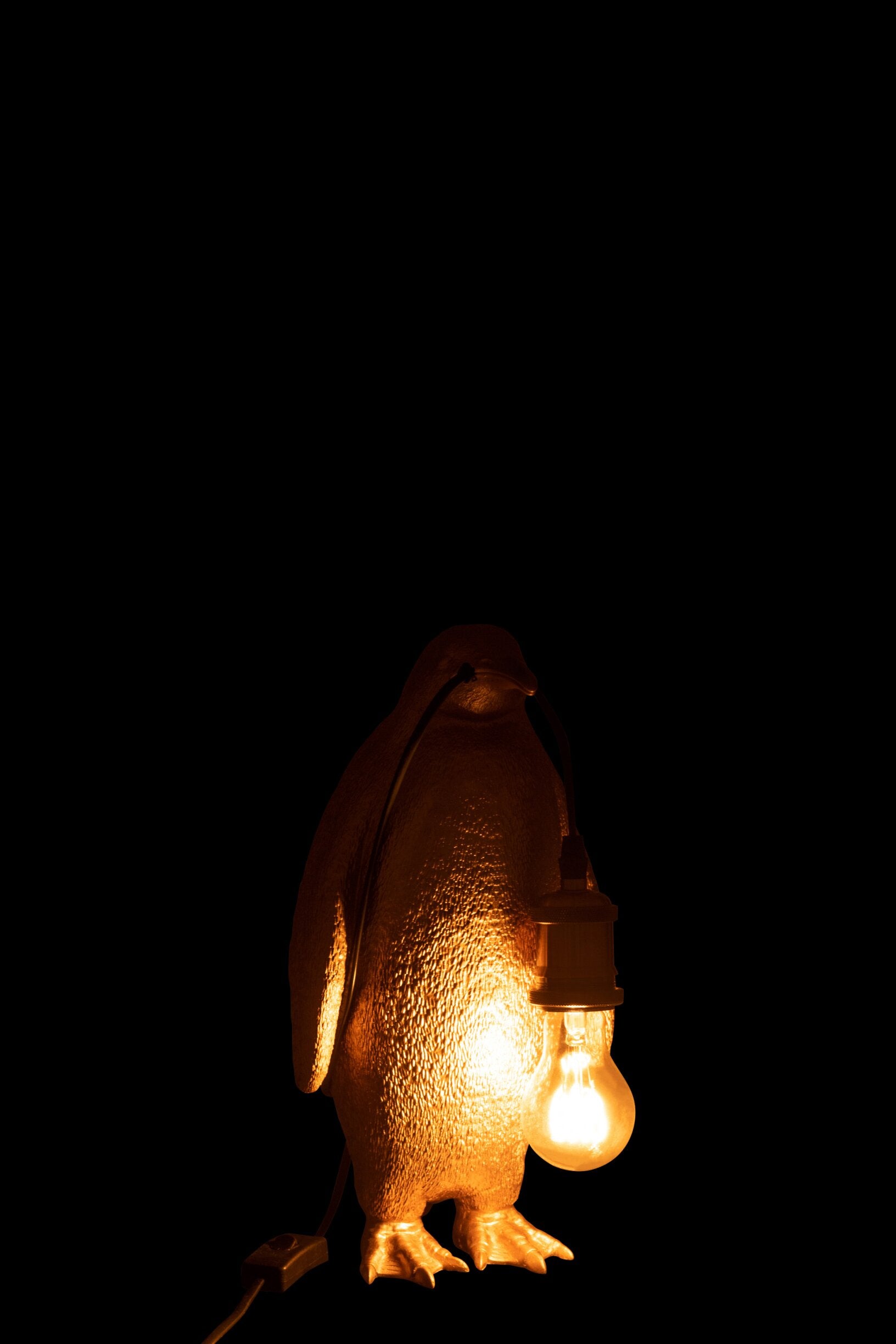 Lampada Da Tavolo Pinguino Resina Oro Small Peraga Christmas