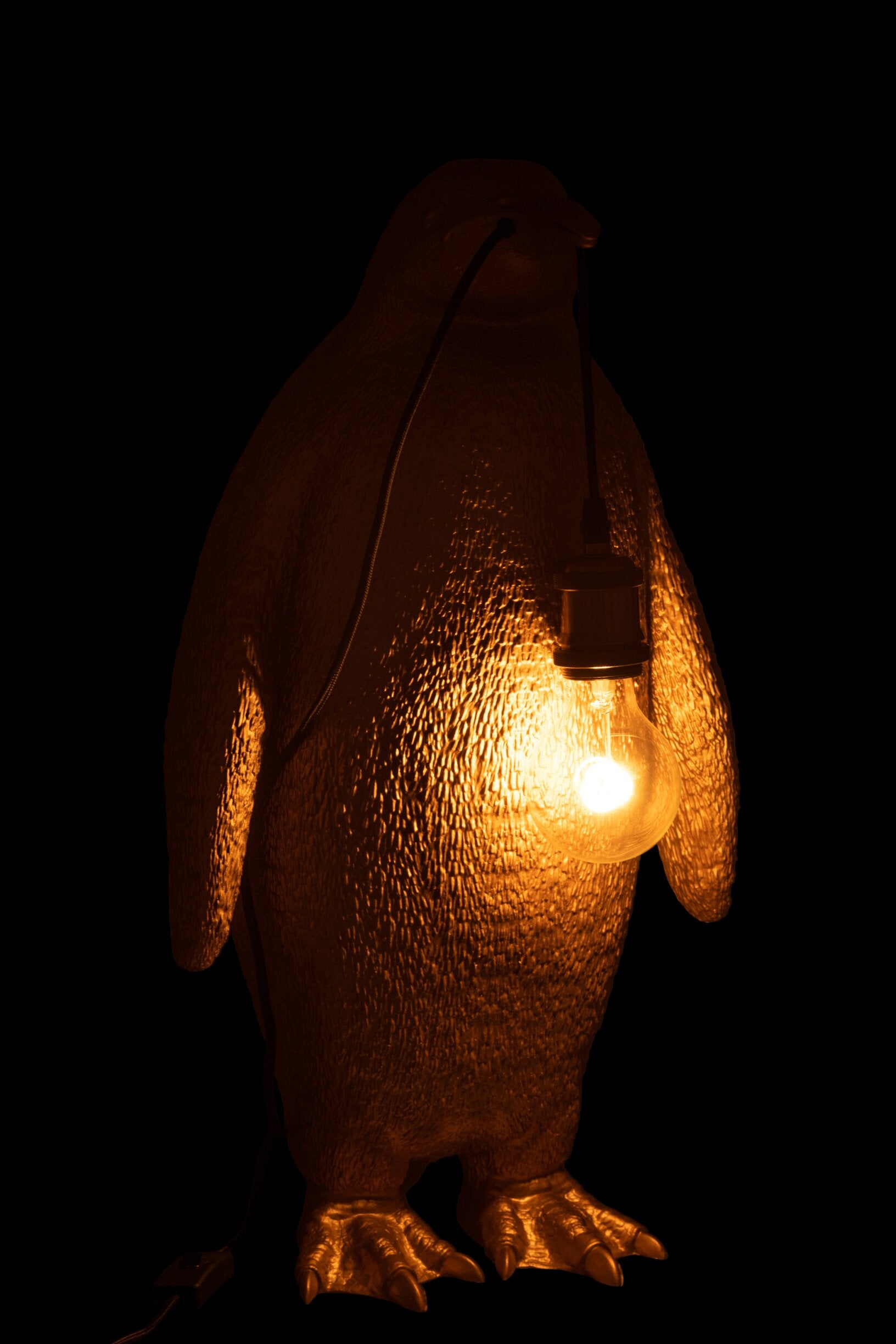 Lampada Da Tavolo Pinguino Resina Oro 59cm Peraga Christmas