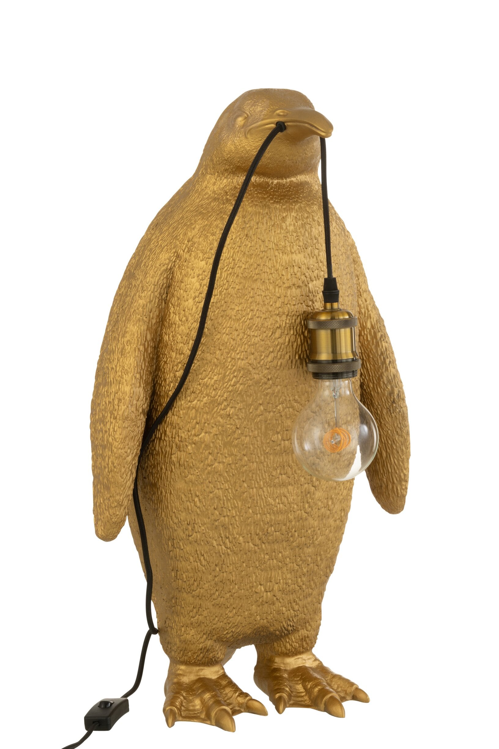Lampada Da Tavolo Pinguino Resina Oro 59cm Peraga Christmas