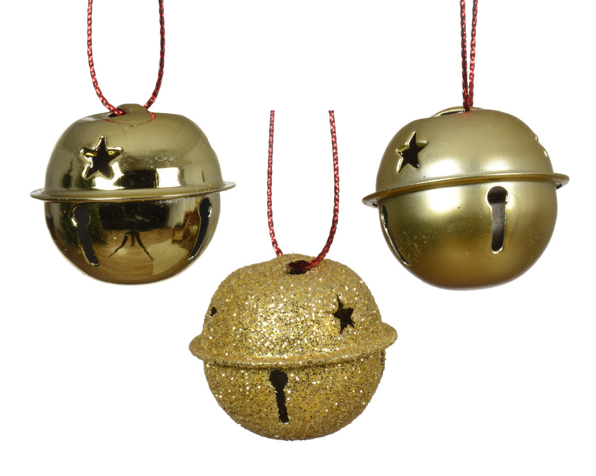 CONFEZIONE DA 12 CAMPANELLE DI NATALE, Ø3 CM, COLORE ORO