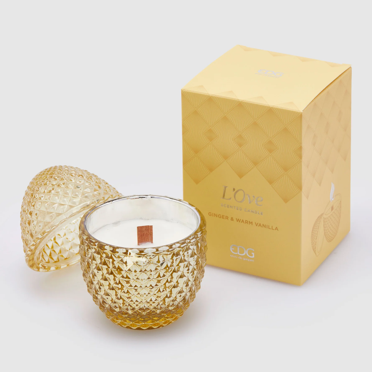 CANDELA UOVO, L'OVE, GINGER & WARM VANILLA, GIALLA