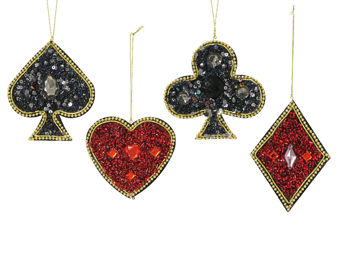 Simboli Carte decorazione appendibile Glitter Rosso/Nero modello assortito H11cm
