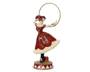 Ballerina circo natalizio con Maschera Rosso/oro H22cm