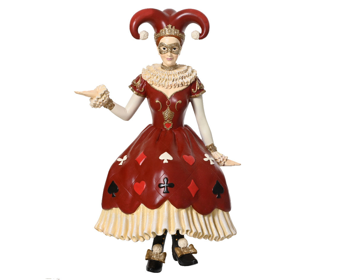 Donna circo natalizio con Maschera Rosso/Oro H60cm