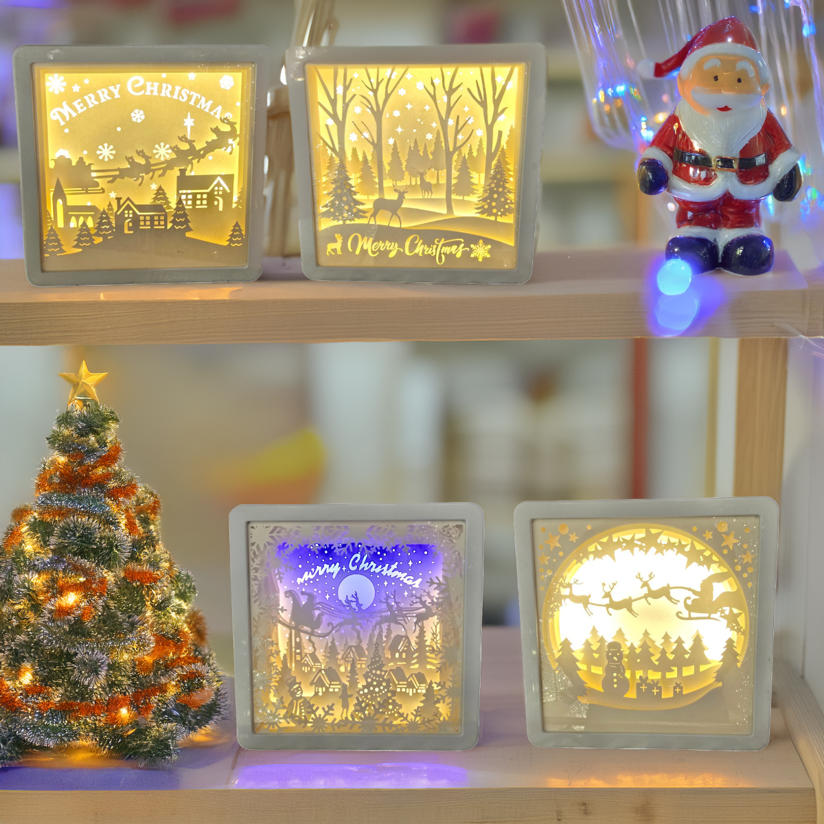 MIX 4 QUADRETTI A LED BIANCO 16X16CM A BATTERIA