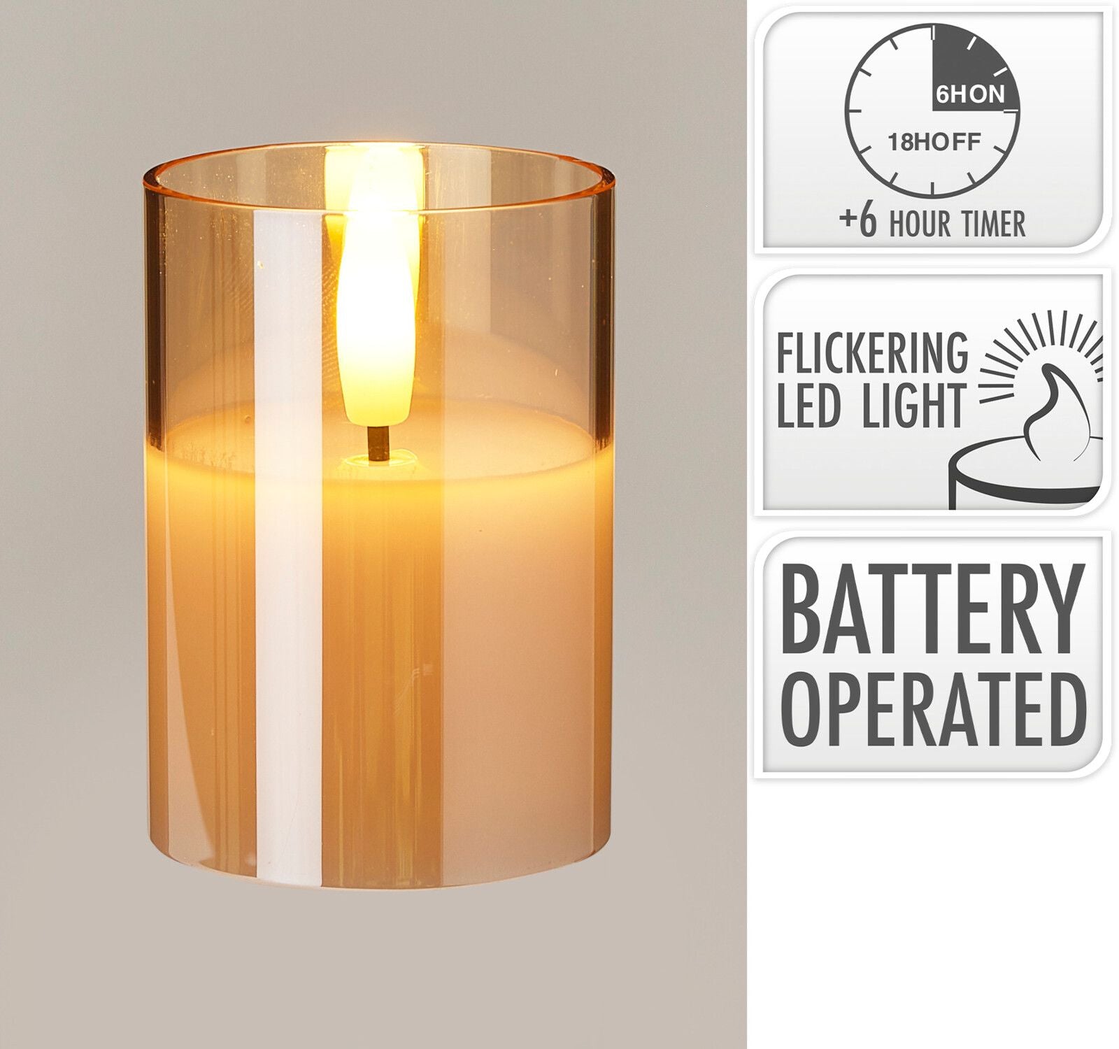 Candela decorativa a LED, altezza 7 cm, luce bianco caldo