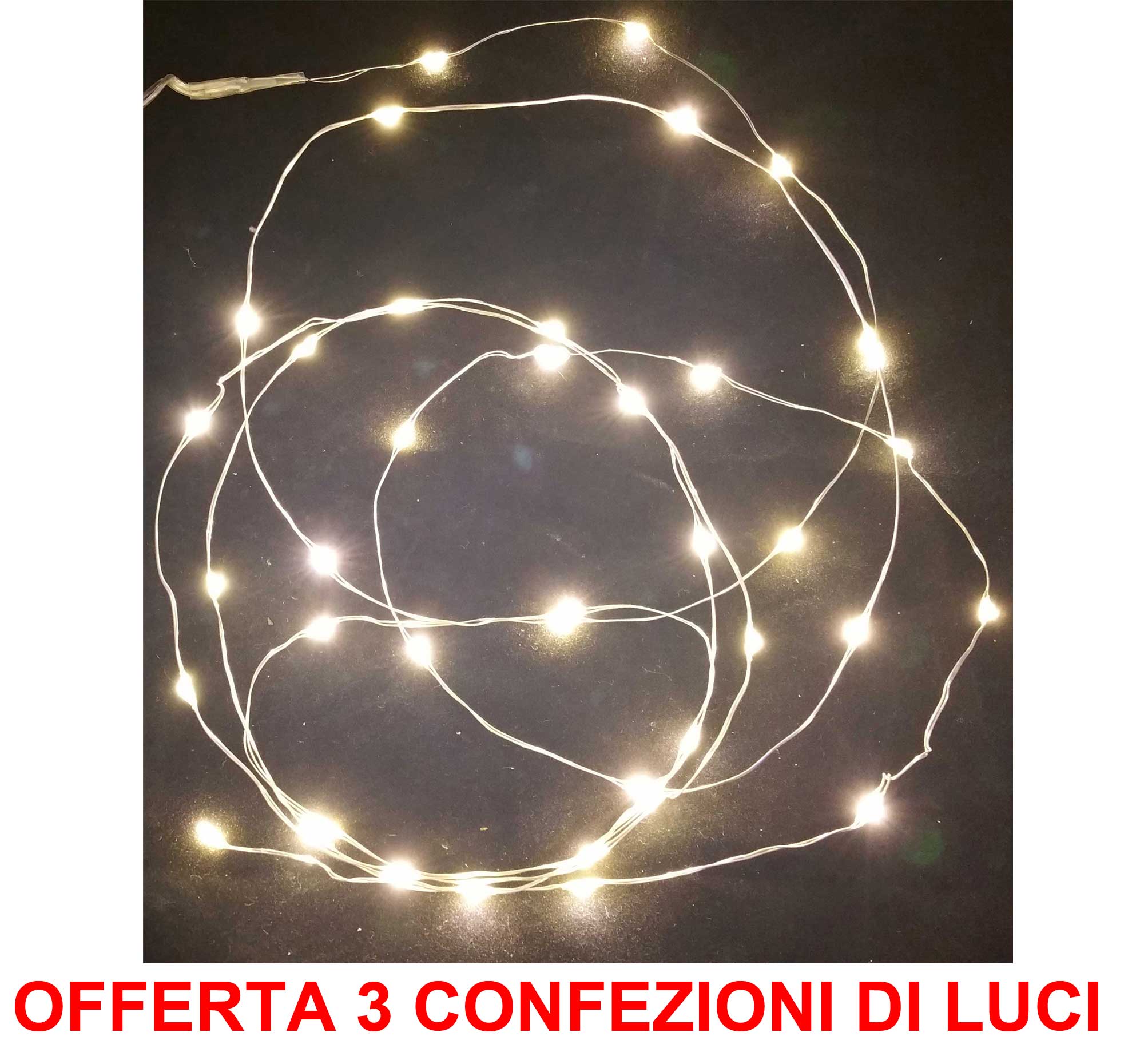OFFERTA 3 CONFEZIONI DA 10 MICROLED LINEARI LUCI BIANCO CALDO A BATTERIA