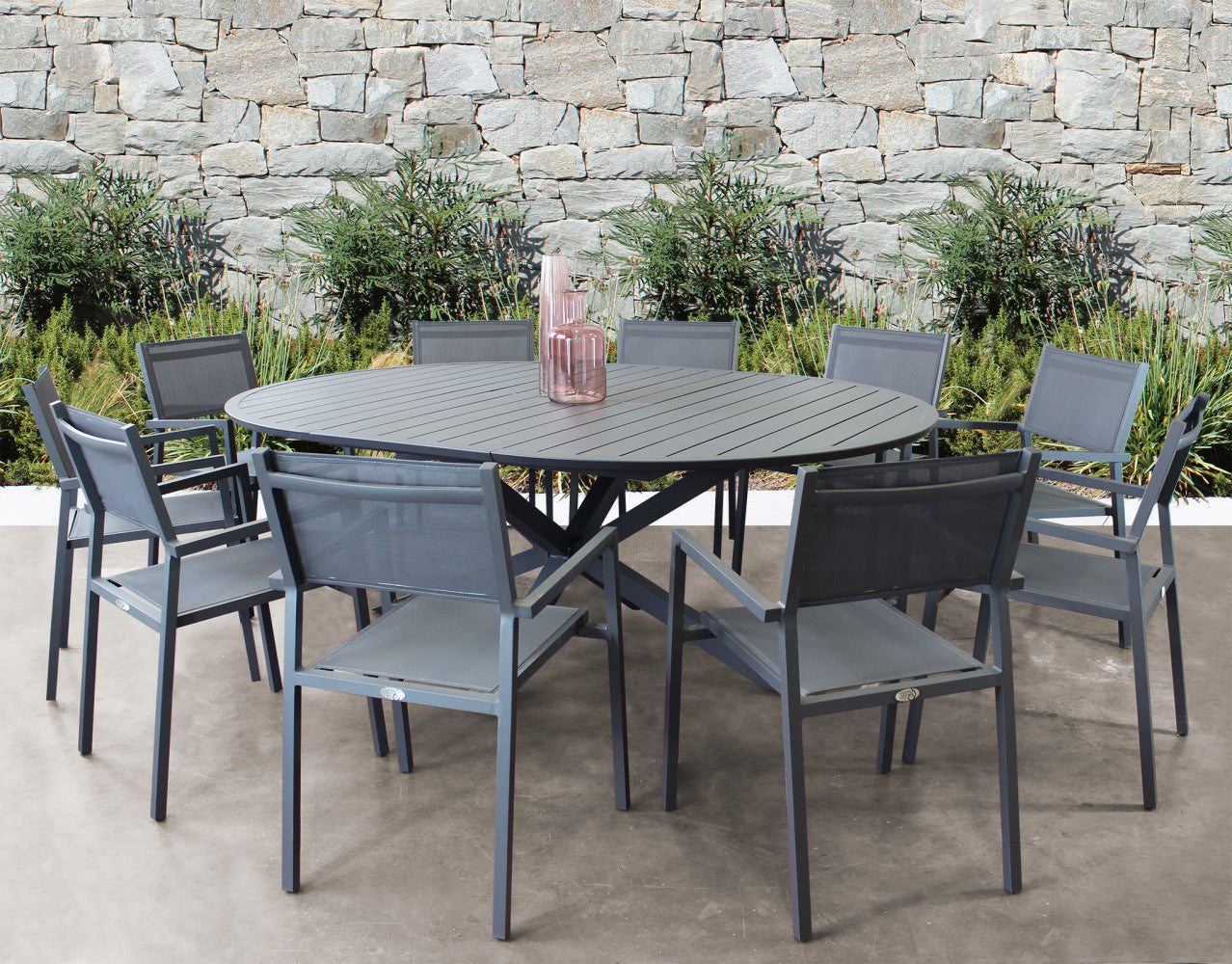 TAVOLO ROTONDO CAMELOT ALLUNGABILE 150/200 X 150 ANTRACITE