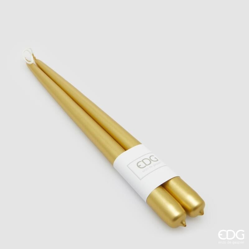 Confezione 12 Pezzi Candela a Stelo Metallizzata 300x22 mm Oro