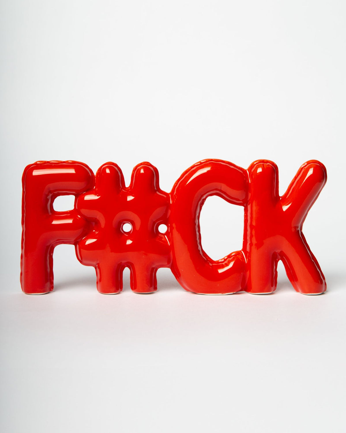 BLOGO Scritta decorativa in ceramica Fuck Rosso 24x11cm