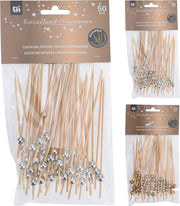 50 STUZZICADENTI NATALIZI IN BAMBOO 8CM ASSORTITI