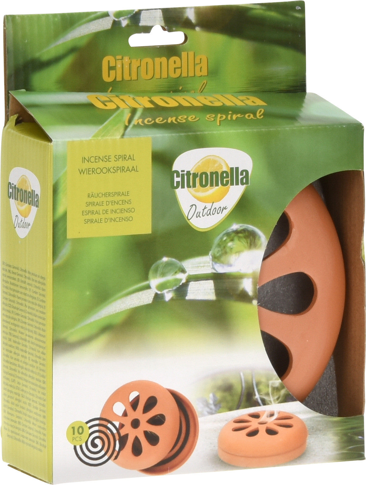 10 ZAMPIRONI ALLA CITRONELLA ANTIZANZARE +BOX IN COCCIO 15X5CM