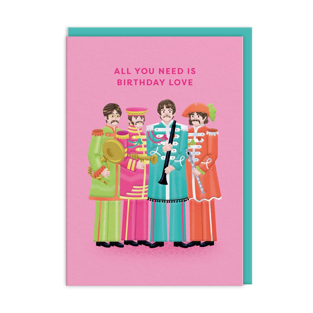Ohh Deer Biglietto di auguri "The Beatles Birthday" A6, acqua/rosa
