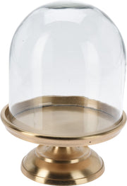 Cloche Decorativa in Vetro con Base Dorata - 16x23 cm