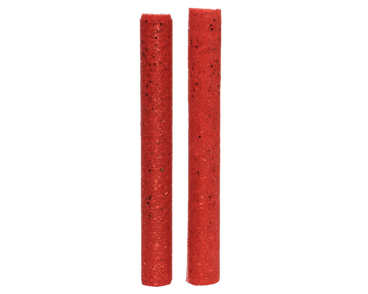ROTOLO DI TESSUTO ROSSO NATALE CON GLITTER 35X200CM