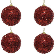 OFFERTA 4 PALLINE 8CM CON GLITTER ROSSO