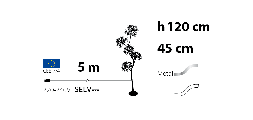 ALBERO RAMO BIANCO CON 5 SFERE H120CM MICROLED