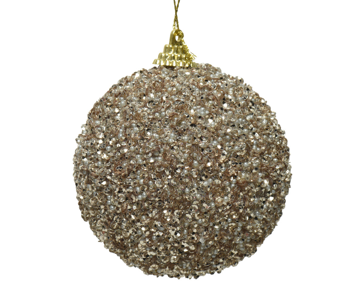 OFFERTA 4 PALLINE DI NATALE MARRONE GLITTER 8CM