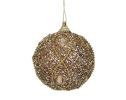 pallina di natale in foam glitter con perline D 8 cm champagne Peraga Christmas