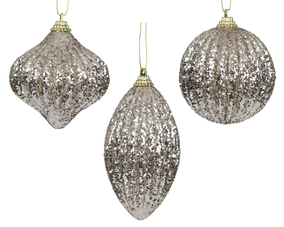 pallina di natale in foam glitter D 8 cm perla Peraga Christmas