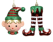 Pendente elfo lucido glitter 11 x 3,5 x 11,5 cm verde/rosso Peraga Christmas