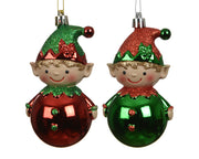 Pendente elfo lucido glitter 6,6 x 5,7 x 12 cm colori modello assortito Peraga Christmas