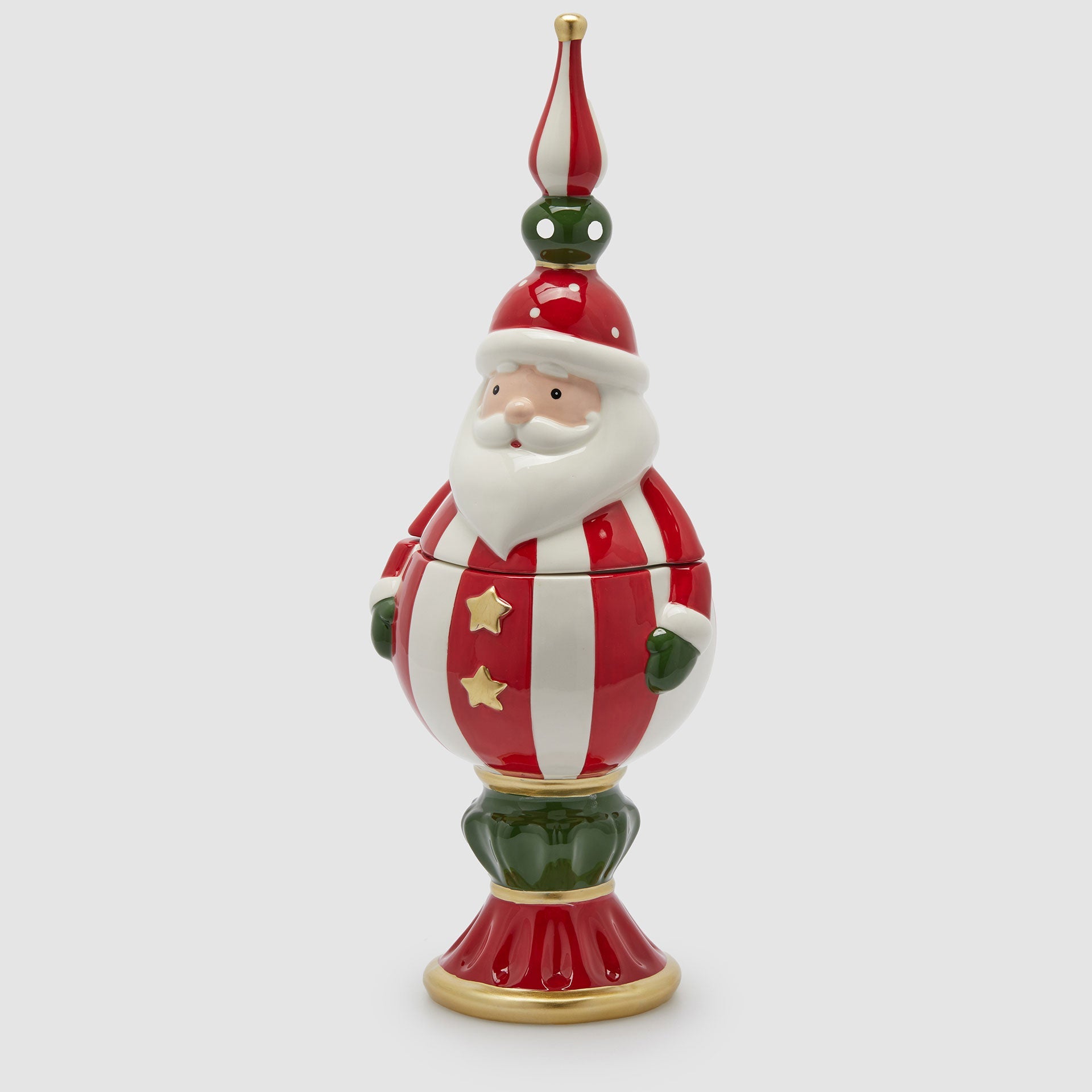 Contenitore Babbo Natale H.47 D.16 Bianco/Rosso