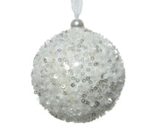 pallina di natale in foam rivestita di paillettes D 8 cm bianco invernale Peraga Christmas
