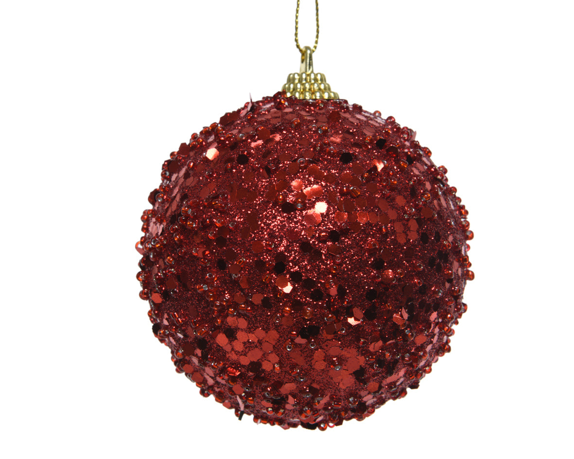 OFFERTA 4 PALLINE 8CM CON GLITTER ROSSO