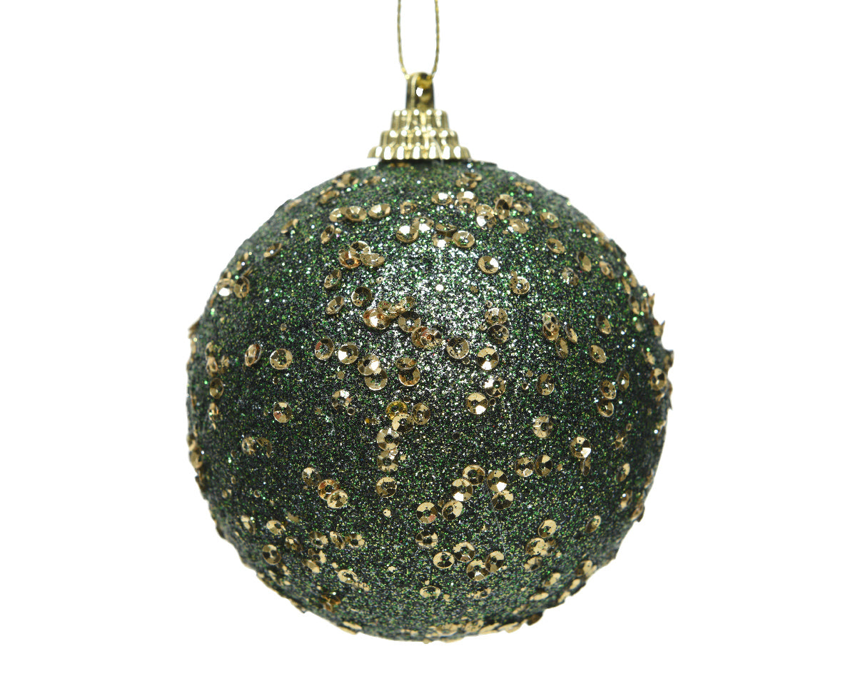 OFFERTA 4 PALLINE 8CM CON GLITTER VERDE PINO