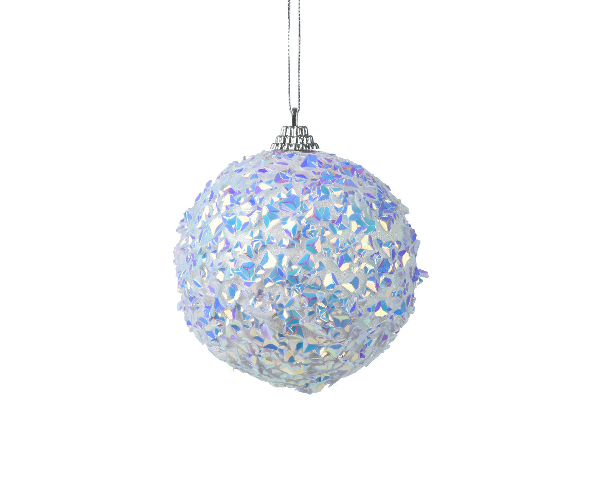 pallina di natale Iris con Glitter Bianca 8cm
