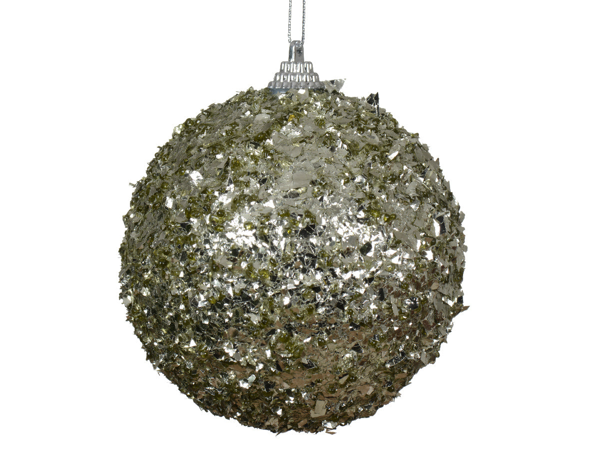 pallina di natale con Paillettes Verde 10cm