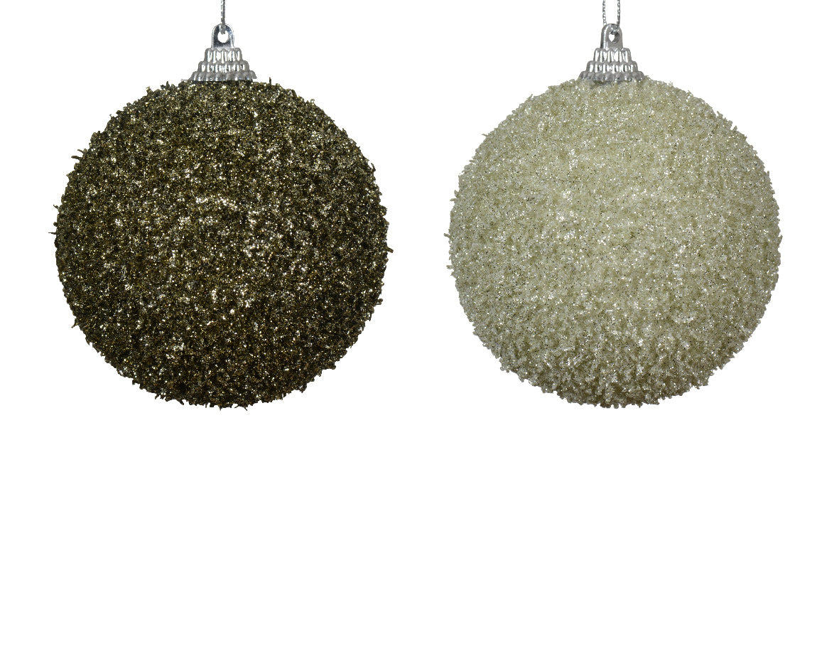 pallina di natale con Paillettes Verdi/Bianche modello assortito 8cm
