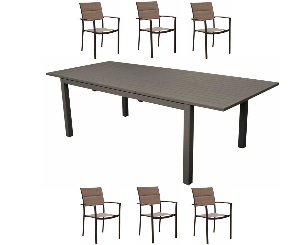 OFFERTA TAVOLO TRIESTE 180/240 CON 6 POLTRONE MILAN CAFFE