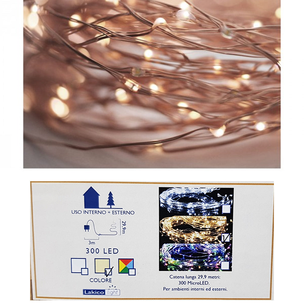 300 MICROLED LINEARI LUCI BIANCO CALDO LUCE FISSA