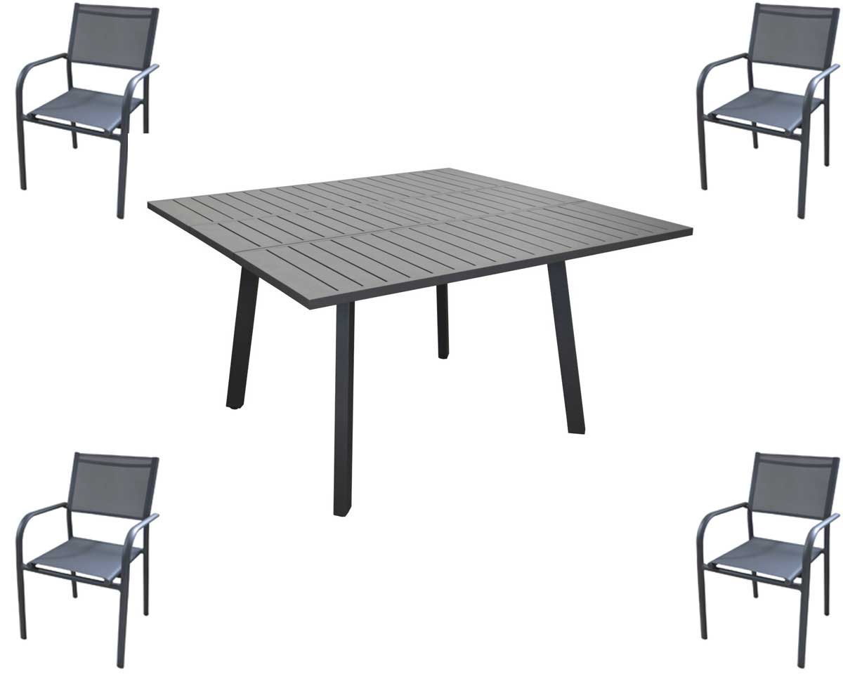 OFFERTA TAVOLO BARCELLONA 100/145 CON 4 POLTRONE DUCA GRIGIO