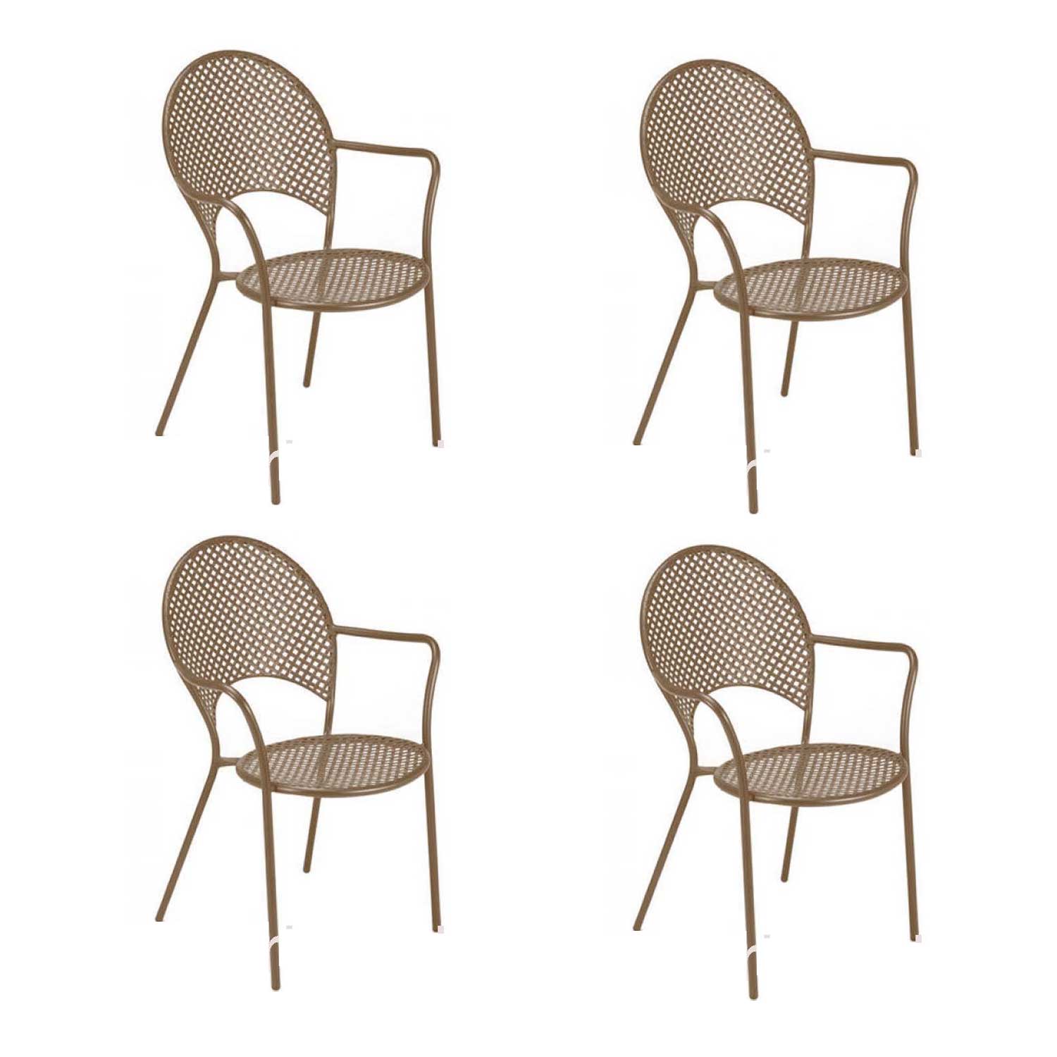 OFFERTA 4 POLTRONE SOLE IMPILABILE MARRONE INDIA
