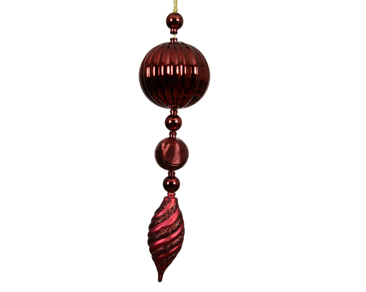 decorazione natalizia ornamento appendibile Opaco Rosso Scuro H28cm